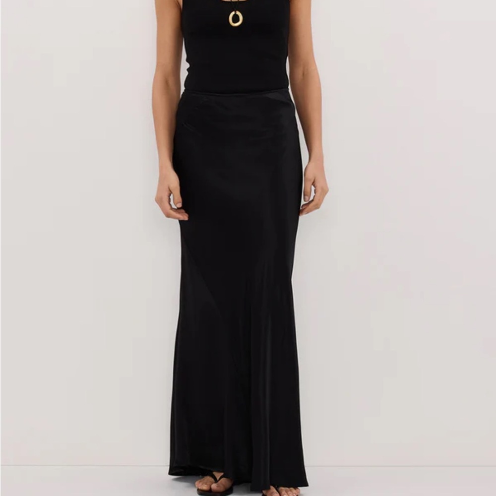 DISSH CHARLI BLACK SATIN MAXI SKIRT